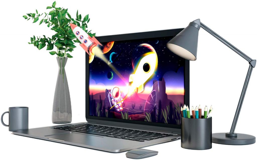 abstract rocket laptop screen